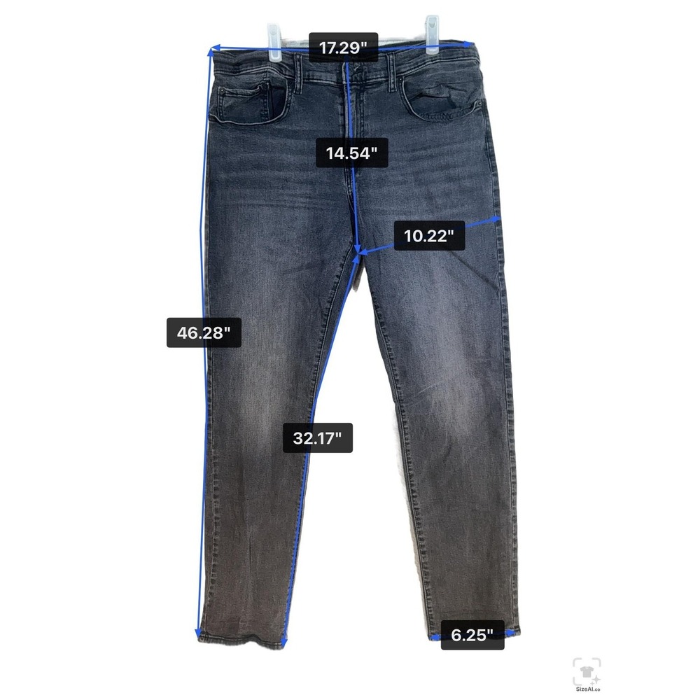 Lucky Brand 110 Slim Jeans Mens 36x32 Gray Charcoal Wash Slim Skinny Zip Fly - Picture 15 of 16